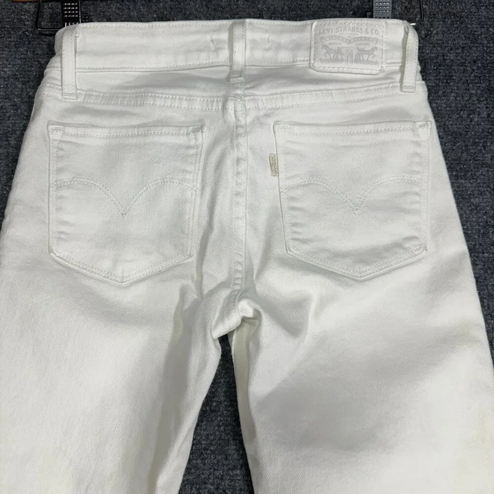 Levis 712 Slim Jeans Womens 25 White Cotton Stretch Pockets Tapered Leg - Picture 8 of 9
